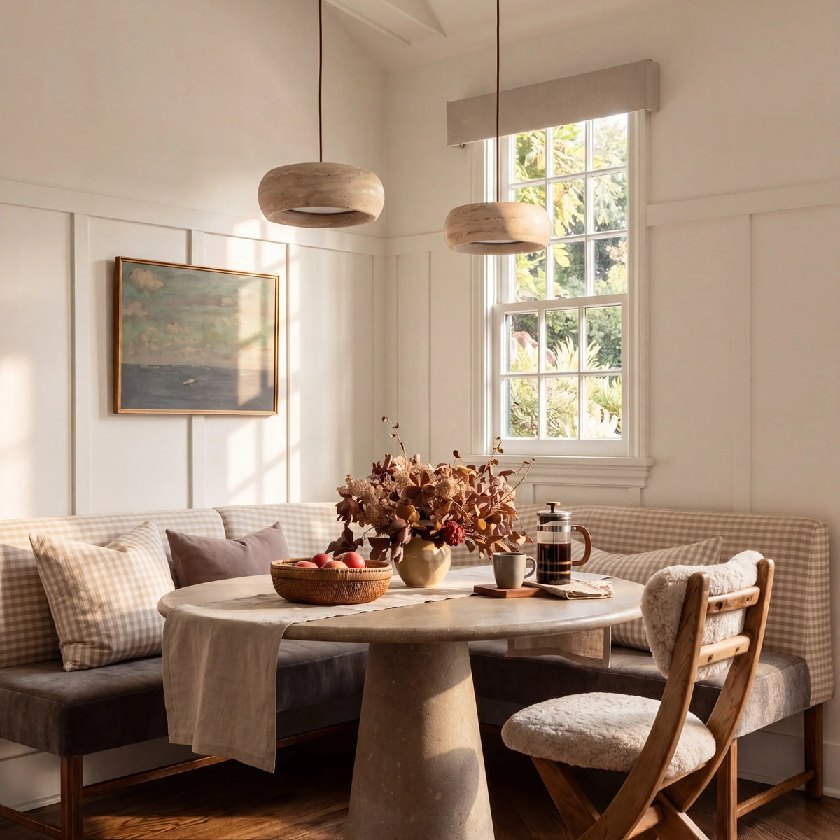 Travertine Pendant Light, Natural Stone 1, 2 or 3 Light
