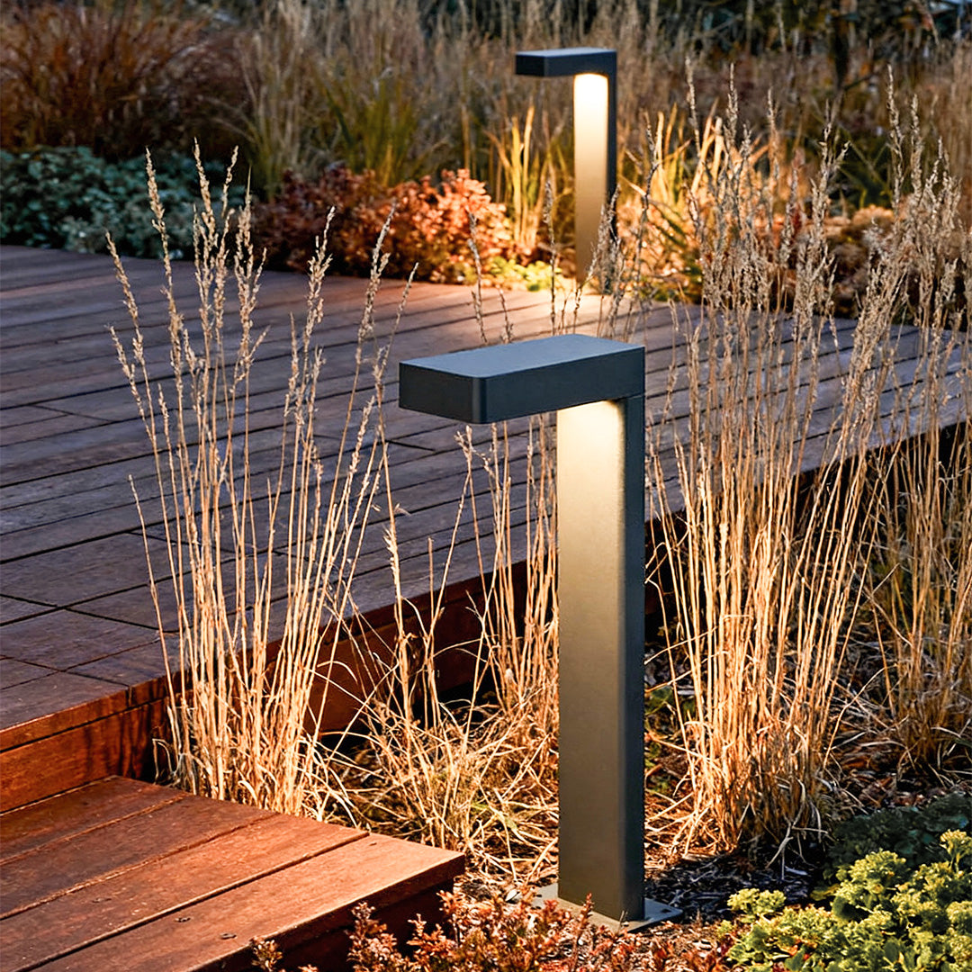 L-Shaped Bollard Light, Solar or Hardwired Path Light