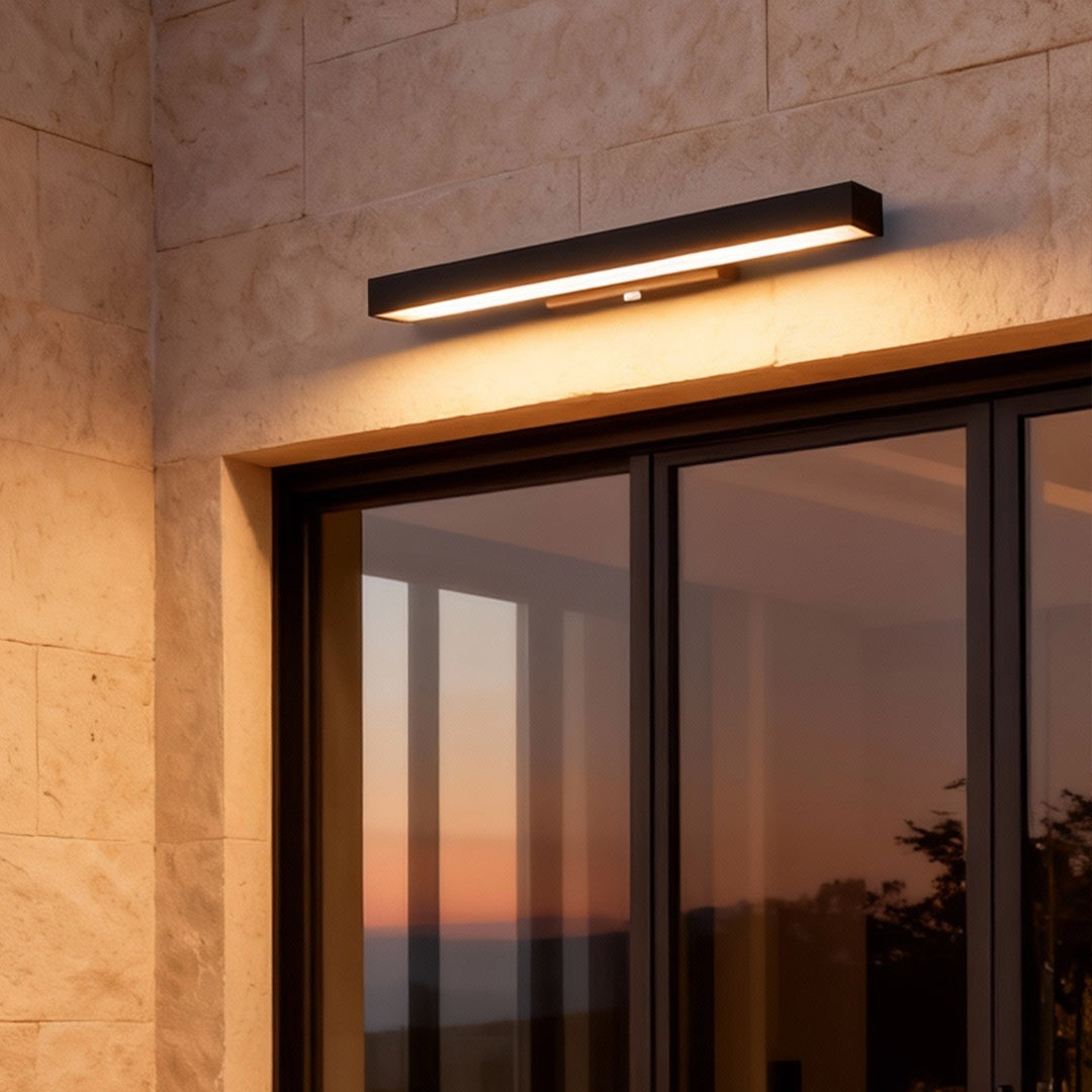 Outdoor LED Linear Wall Light, Black Motion Sensor Sconce