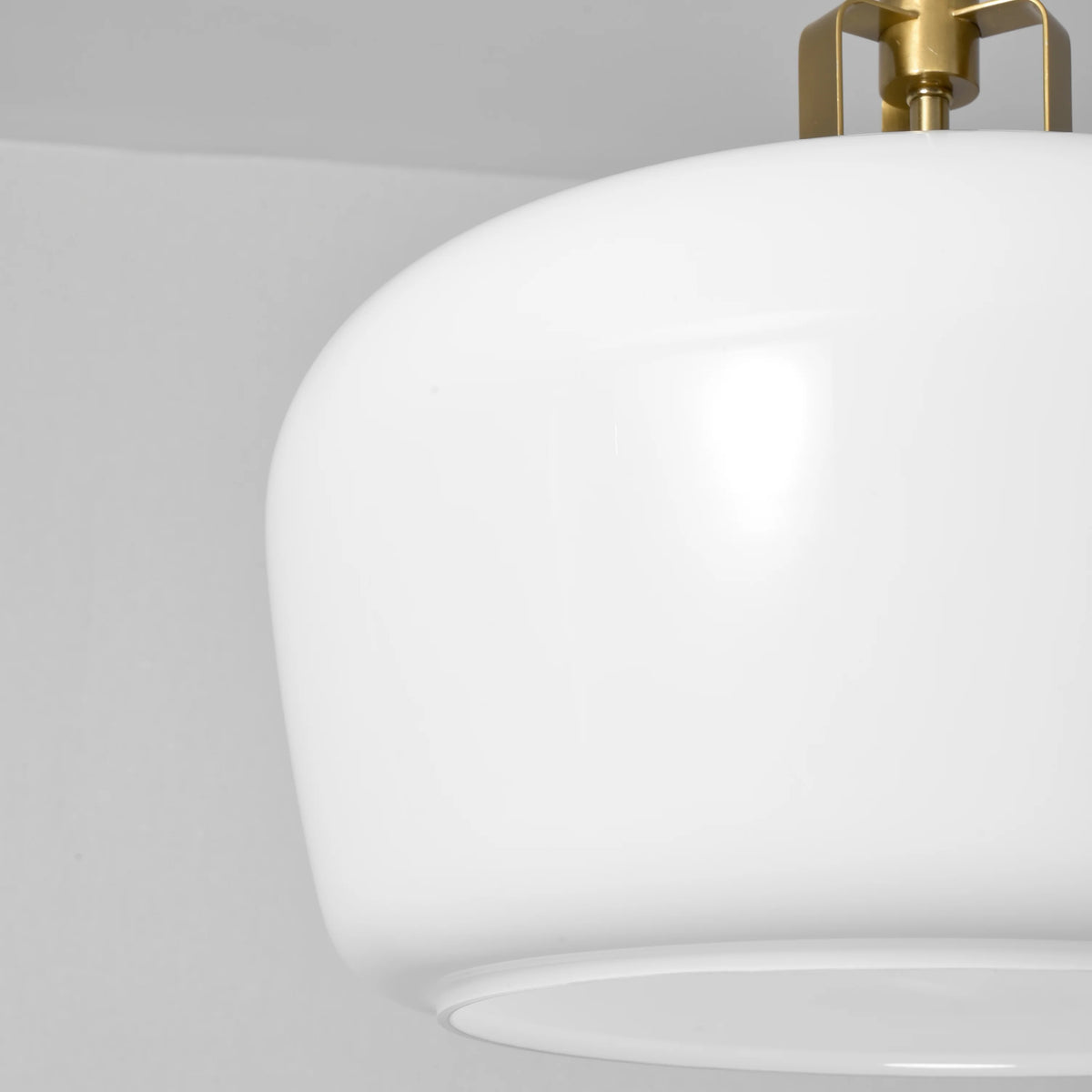 Milk Glass Pendant Light, 15 in Antique Brass Kitchen Light