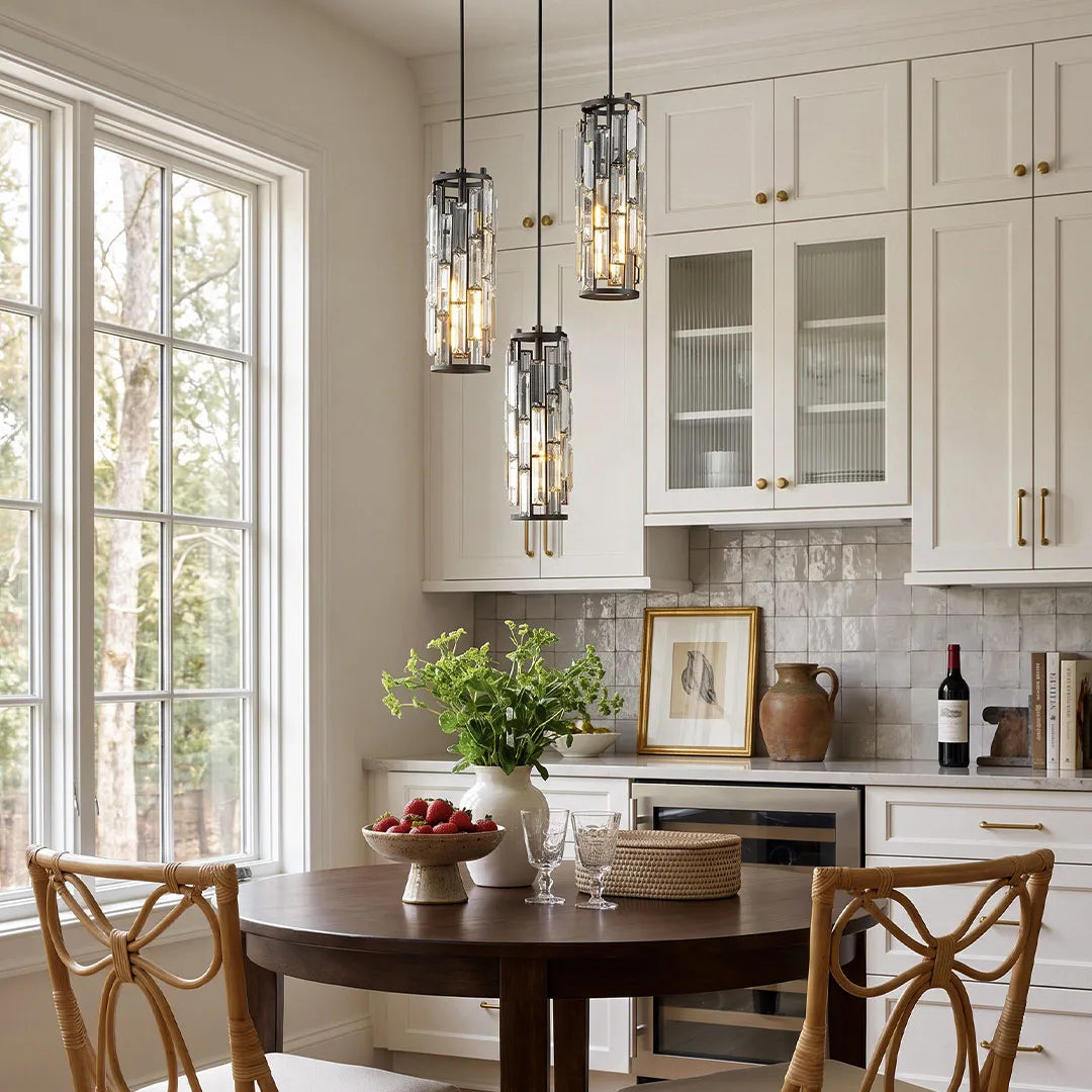 Crystal Glass Mini Pendant Light, 1 or 3 Light Island Lamp