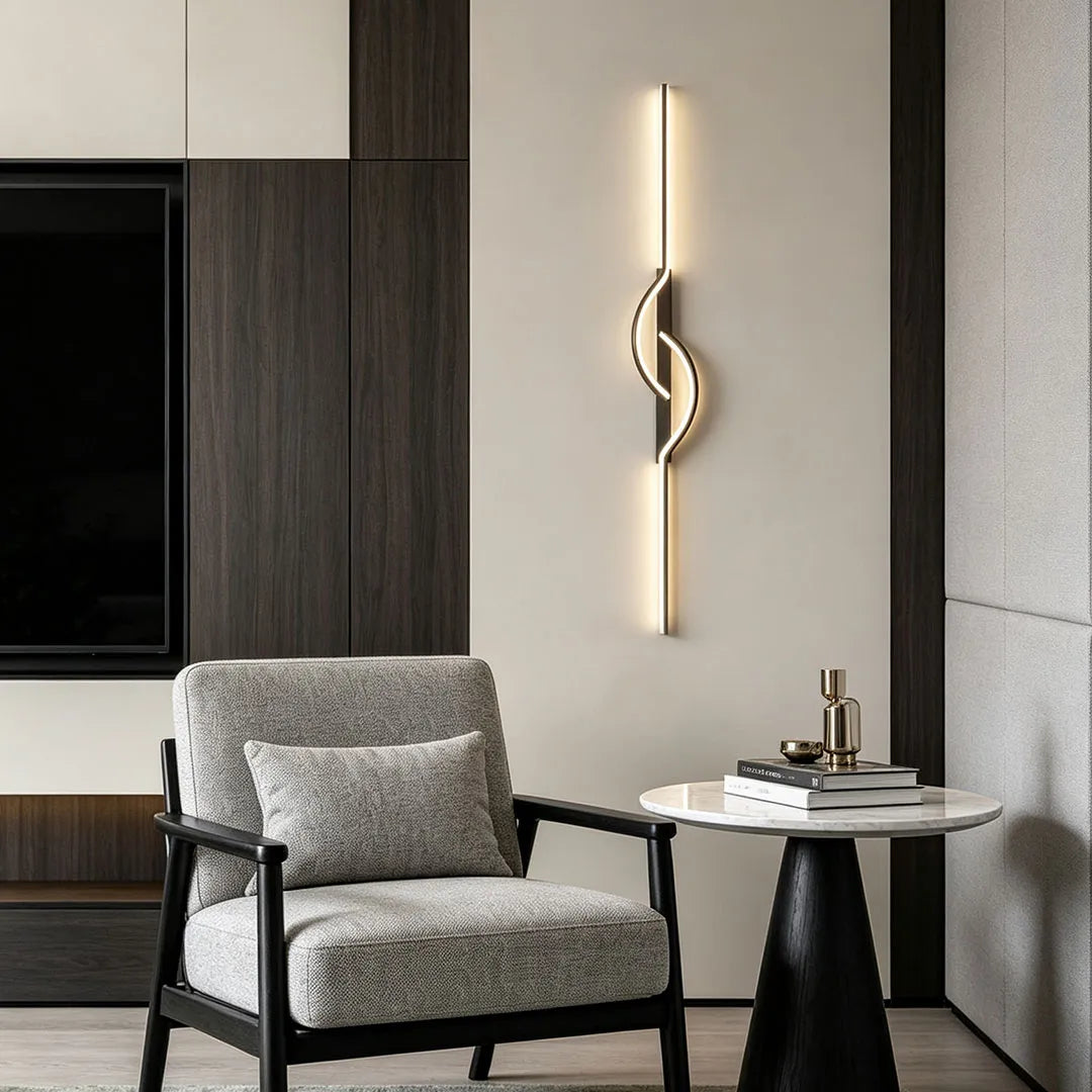 LED Wall Sconce, Black Linear Minimalist Dimmable Light
