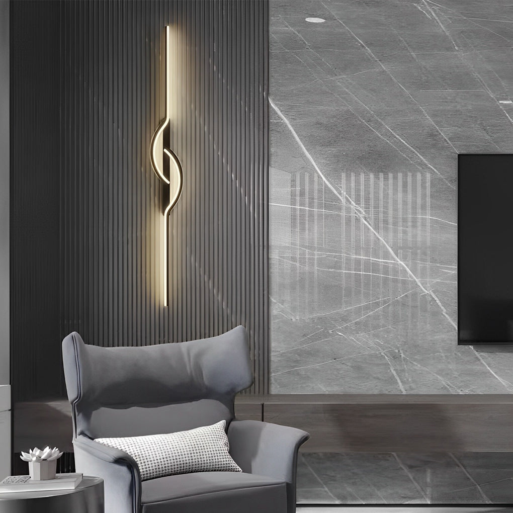 LED Wall Sconce, Black Linear Minimalist Dimmable Light