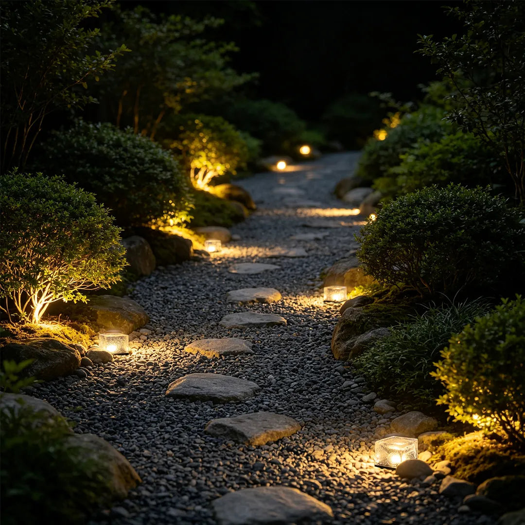 Solar Ice Cube Step Lights, Crystal Garden Path Deck Lamp