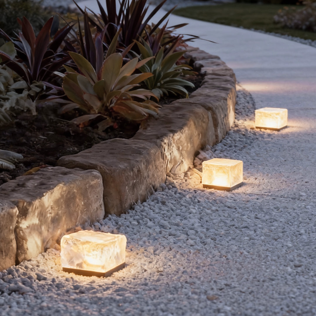 Solar Ice Cube Step Lights, Crystal Garden Path Deck Lamp