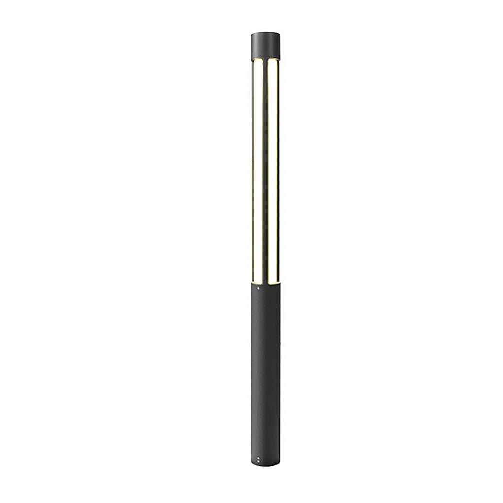 Modern LED Bollard Light, Black Cylindrical Pathway Post
