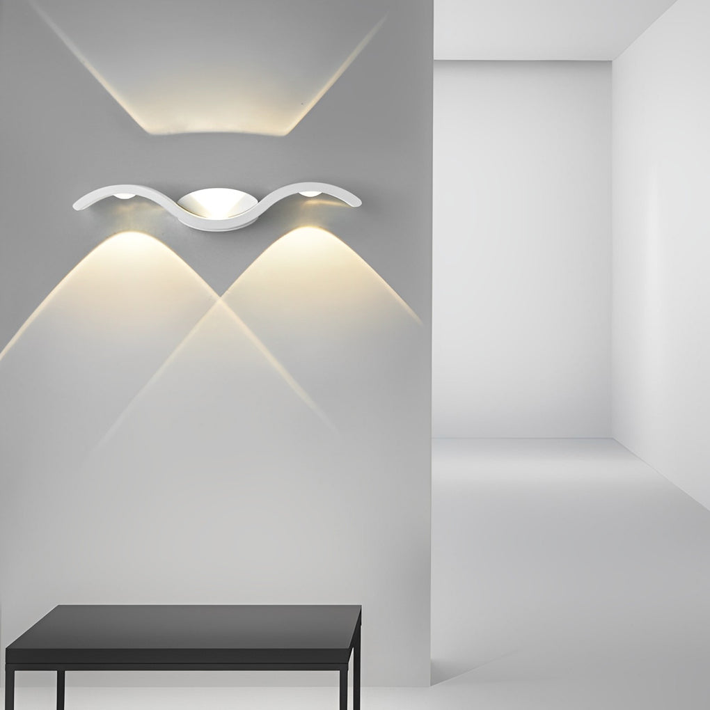 Wing Shaped Outdoor Wall Light, 3-Head Up Down LED Sconce