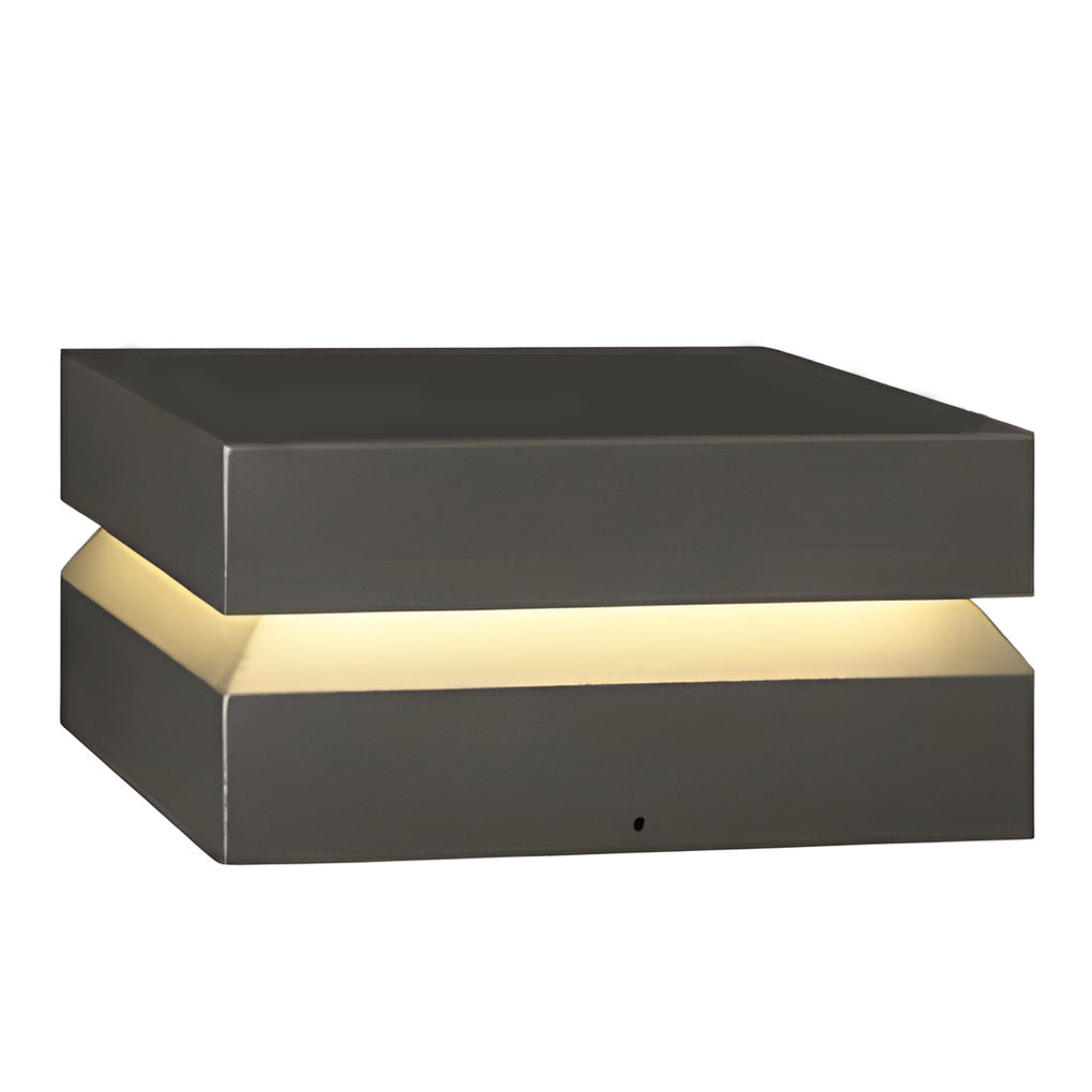 Square Solar Post Cap Light, Black Outdoor Pillar Light