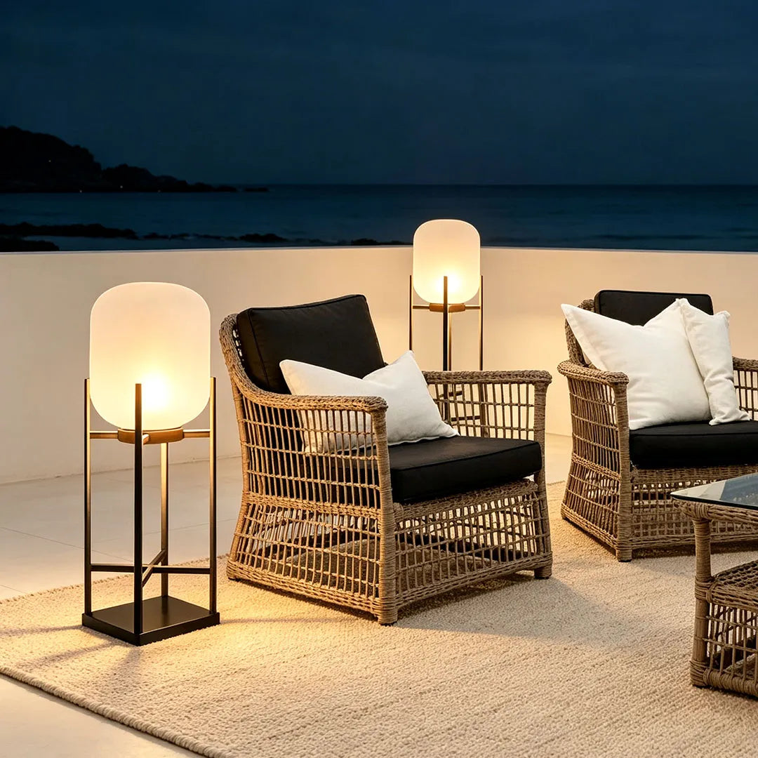Outdoor Floor Lantern, Solar or Hardwired Standing Light