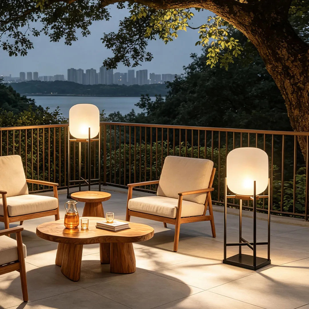 Outdoor Floor Lantern, Solar or Hardwired Standing Light