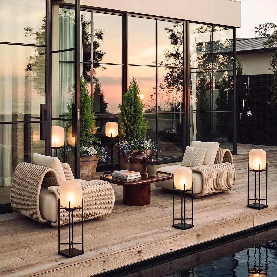 Outdoor Floor Lantern, Solar or Hardwired Standing Light