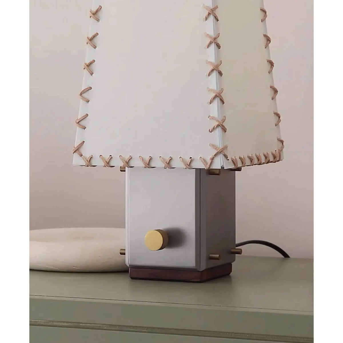 Hand-Stitched Parchment Table Lamp, Bedside Accent Lamp