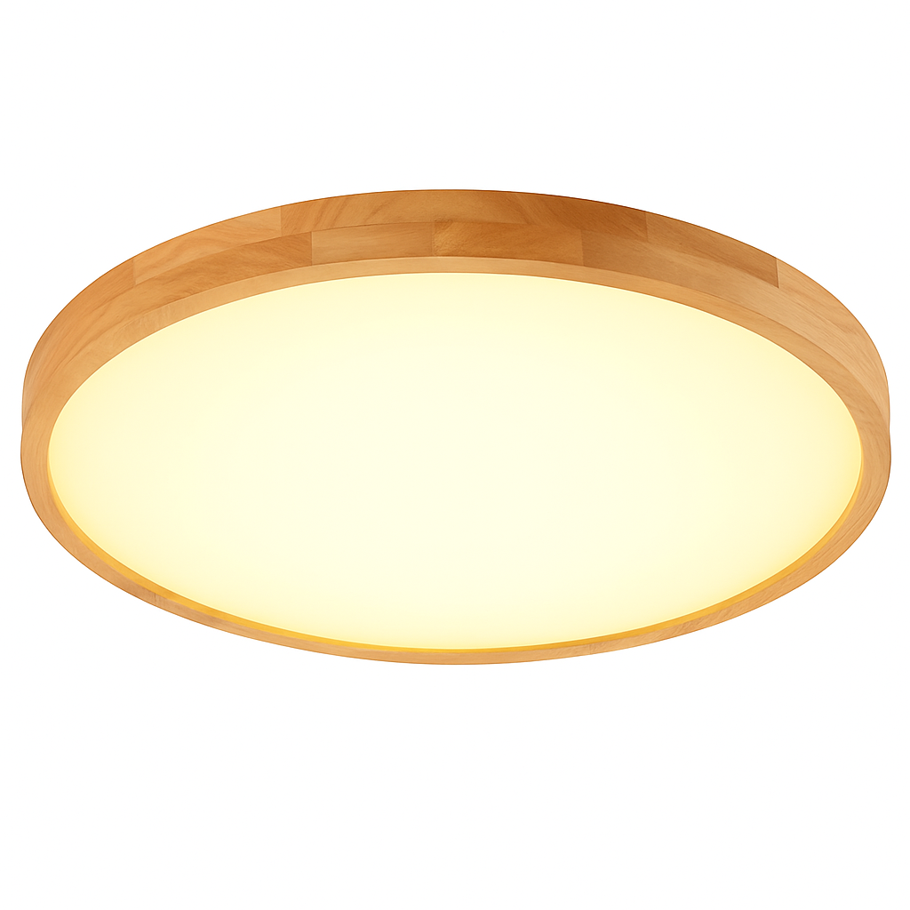 Slim Wooden LED Ceiling Light, Round Scandi Flush Mount