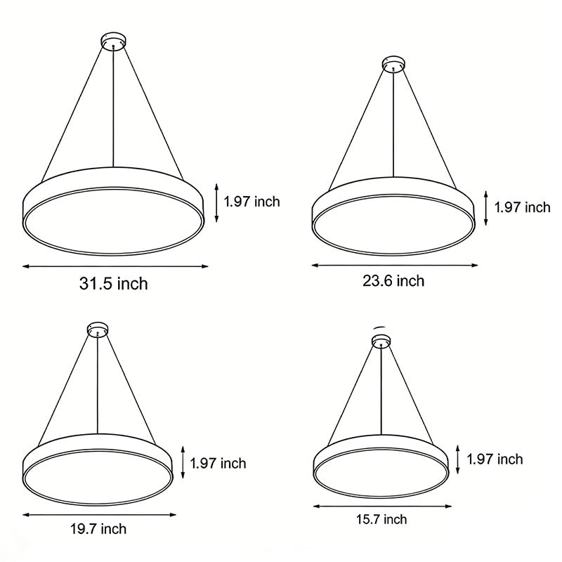 Round LED Ring Pendant Light, Modern Dimmable Ceiling Light