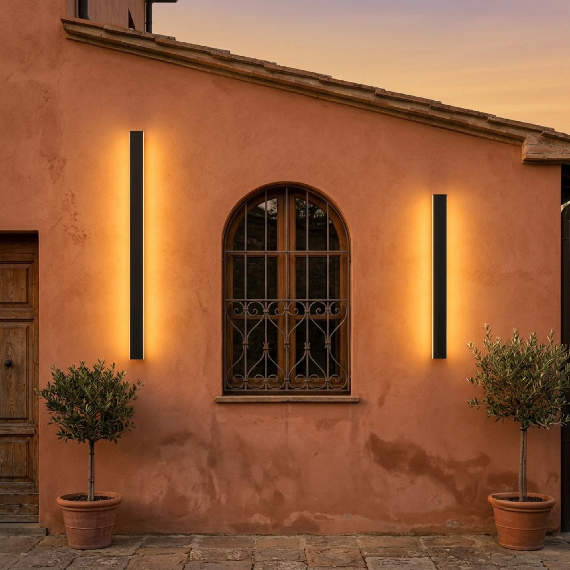 Modern Black Linear LED Outdoor Wall Light — Casa Milano Weatherproof Exterior Sconce for Front Door & Garden
