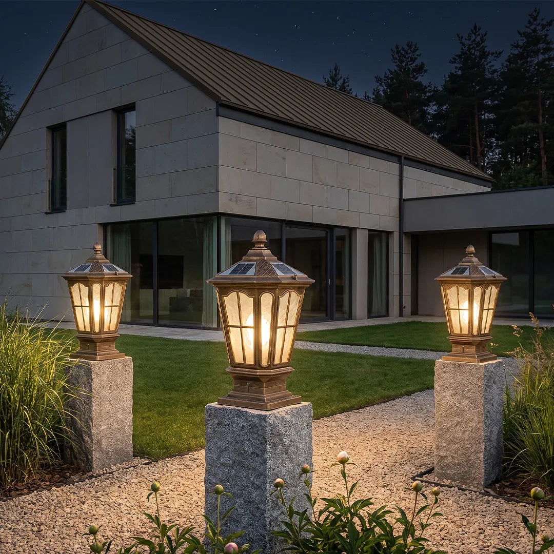 Retro Pavilion Pillar Light, Solar or Hardwired Post Lamp