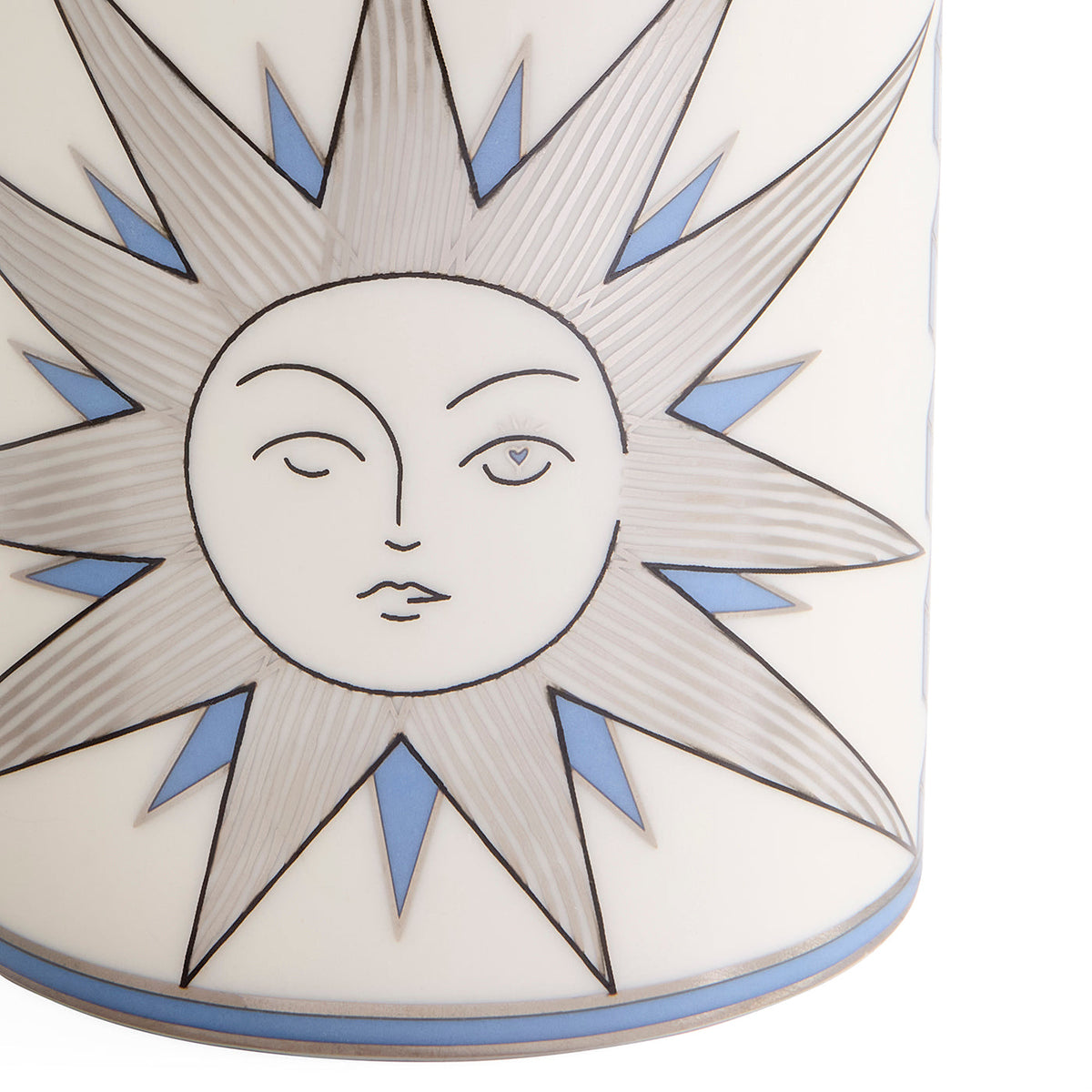 Porcelain Coffee Mug, Blue and White Winking Sun Mug