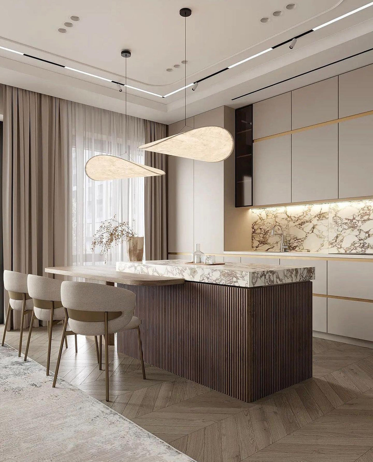 Disc Pendant Light, Floating Synthetic Paper Dining Lamp