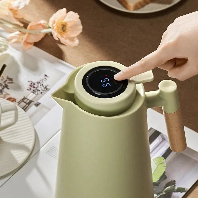 Thermal Coffee Carafe, Glass Vacuum Jug with Temp Display