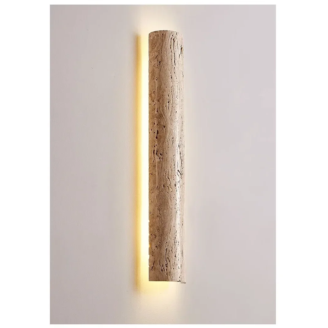 Travertine Bar Wall Light, Linear Stone LED Wall Sconce