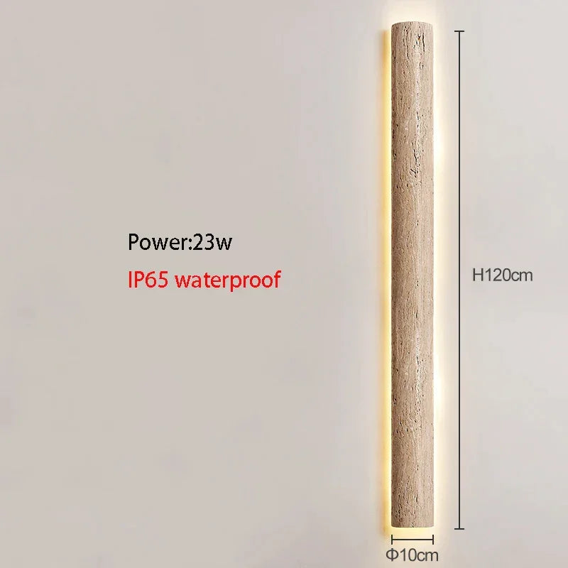 Travertine Bar Wall Light, Linear Stone LED Wall Sconce