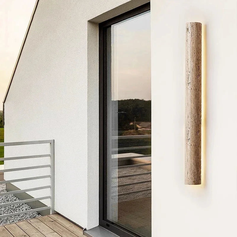 Travertine Bar Wall Light, Linear Stone LED Wall Sconce