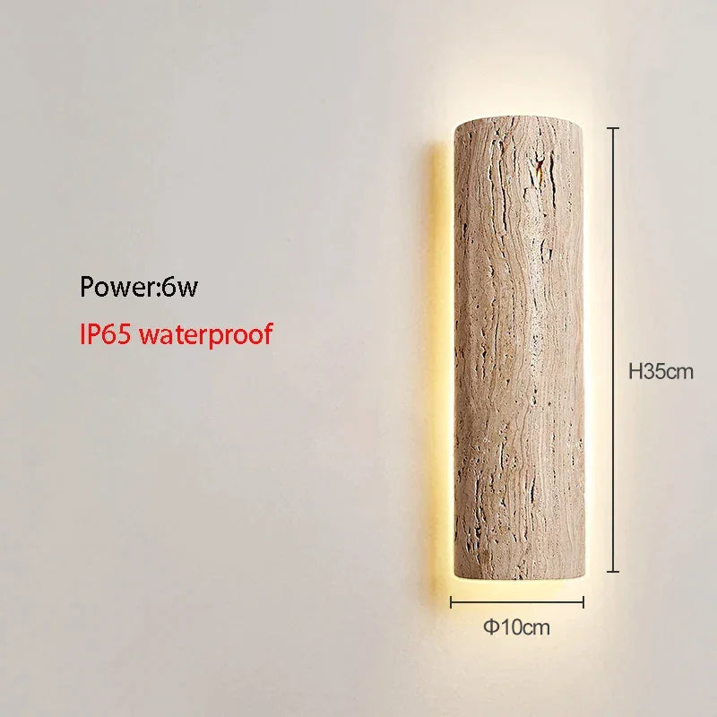 Travertine Bar Wall Light, Linear Stone LED Wall Sconce
