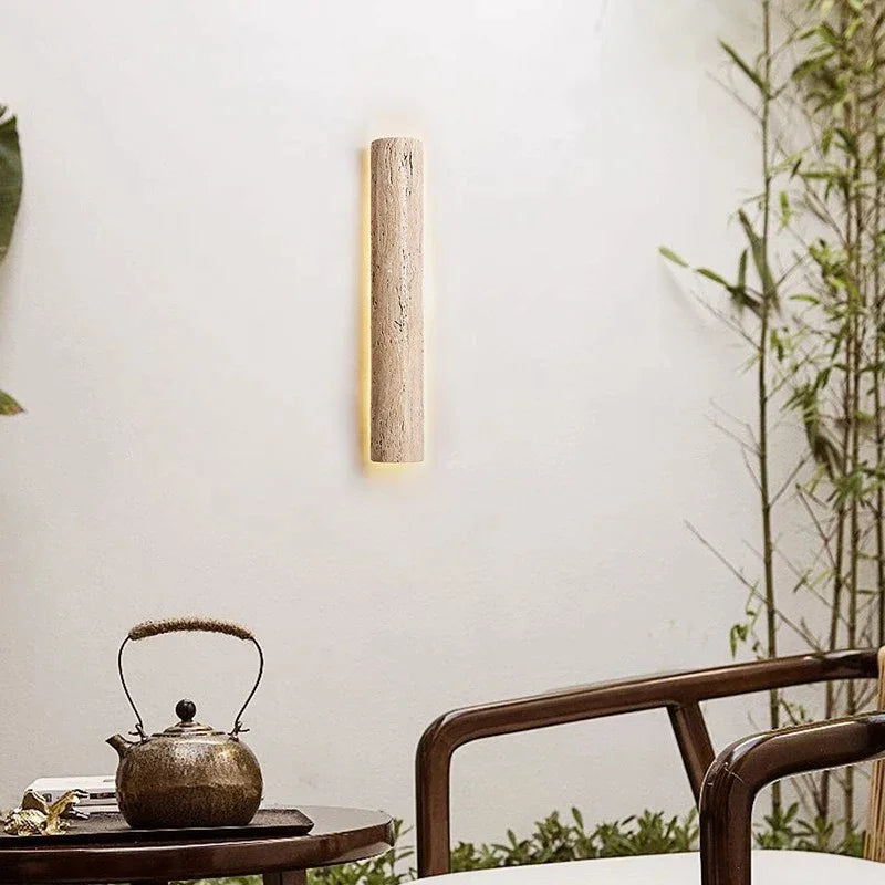 Travertine Bar Wall Light, Linear Stone LED Wall Sconce
