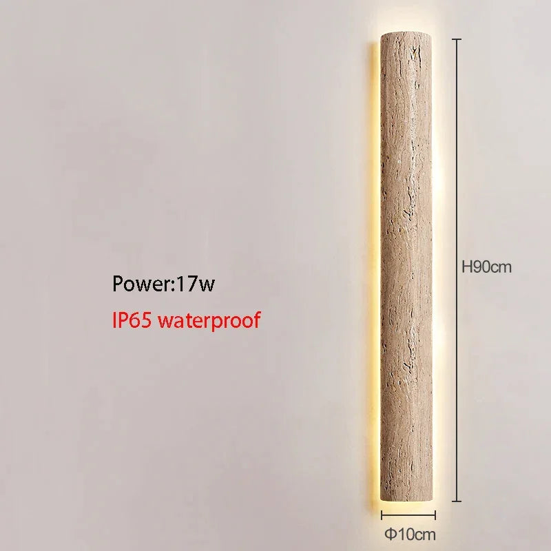 Travertine Bar Wall Light, Linear Stone LED Wall Sconce