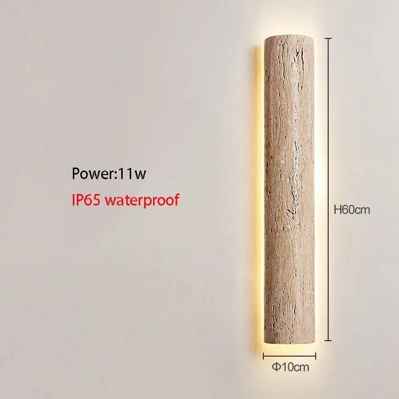 Travertine Bar Wall Light, Linear Stone LED Wall Sconce