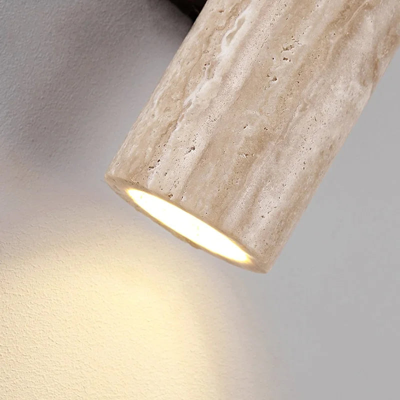 Travertine Cylinder Wall Sconce, Up Down Stone Wall Light