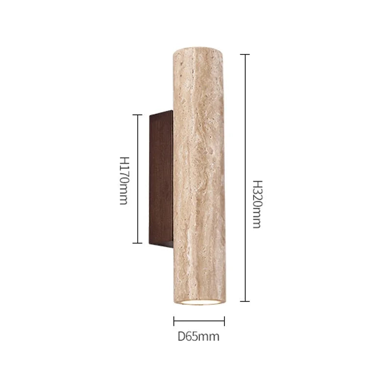Travertine Cylinder Wall Sconce, Up Down Stone Wall Light