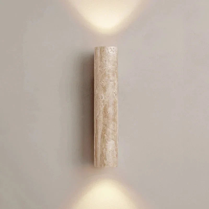 Travertine Cylinder Wall Sconce, Up Down Stone Wall Light