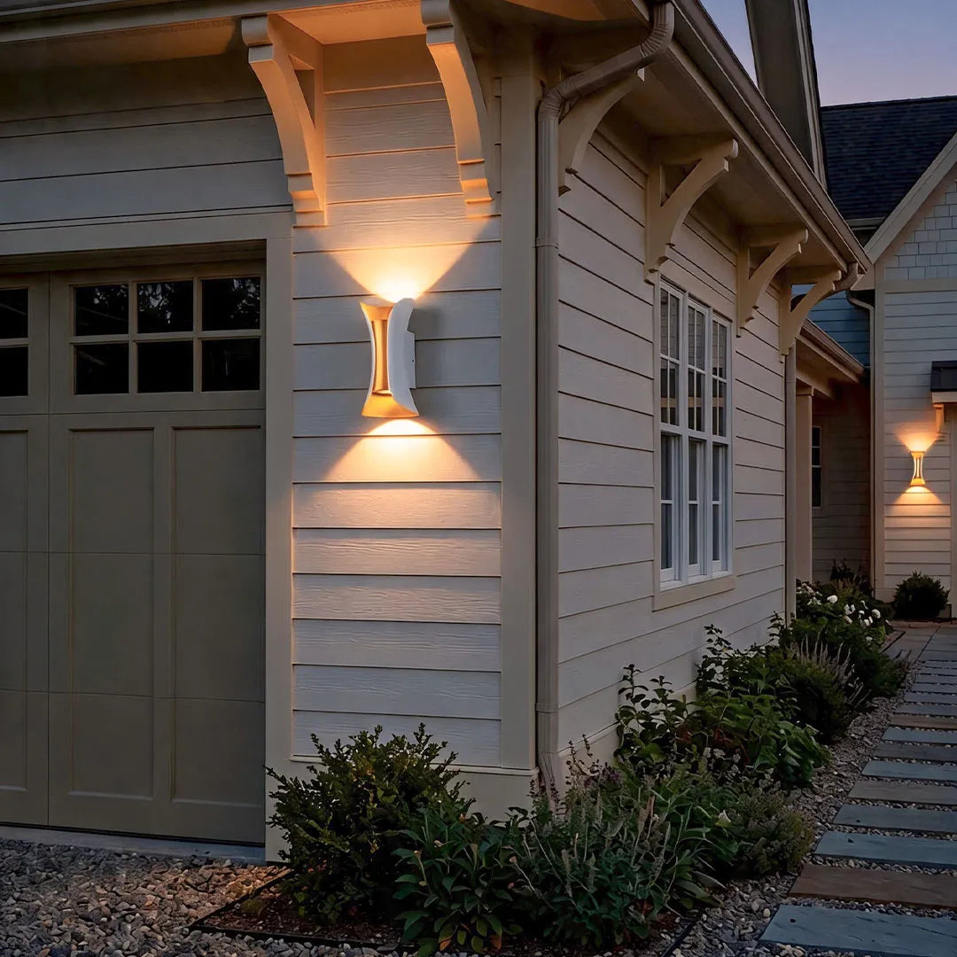 Up Down Outdoor Wall Light, Curved LED Weatherproof Sconce