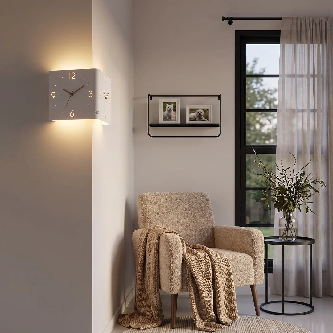Backlit Wall Clock Lamp, Motion Sensor LED Night Light