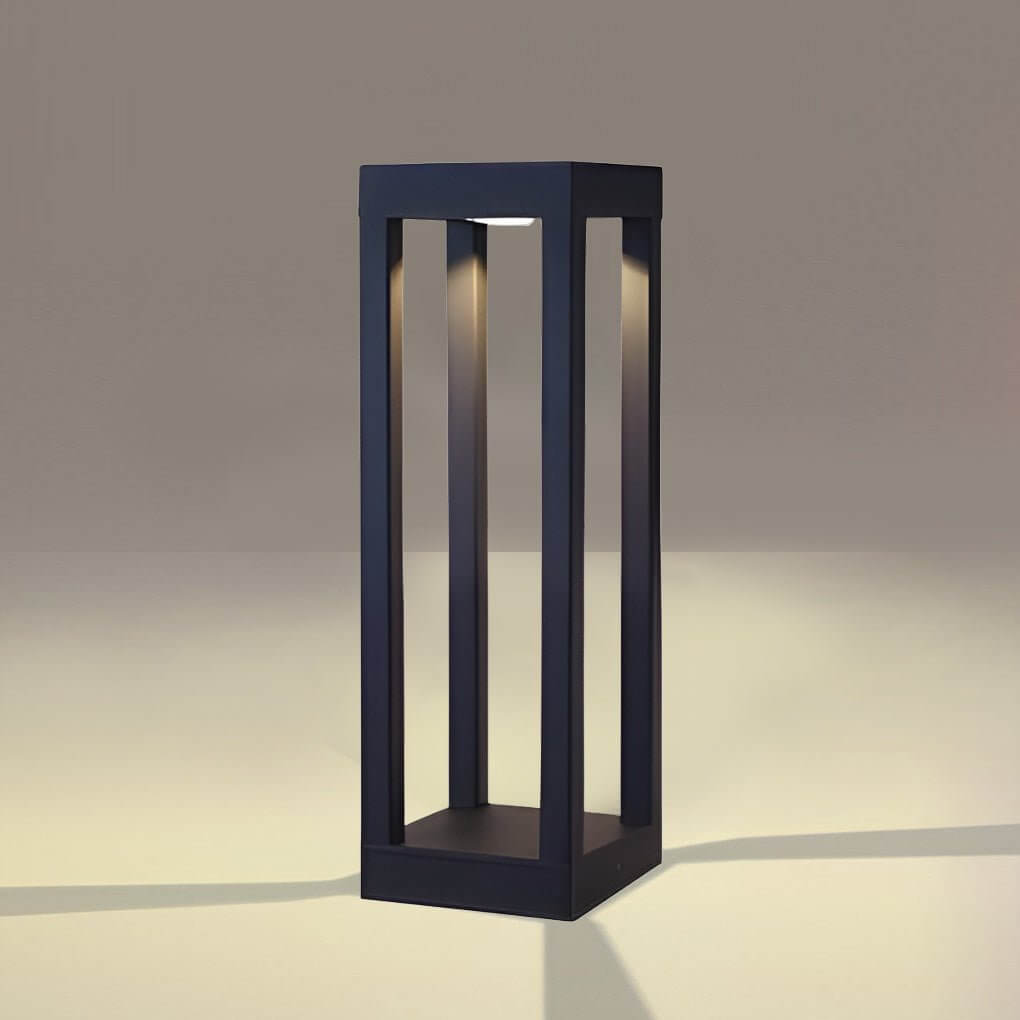 Black LED Bollard Light, Modern Garden Path Post Light