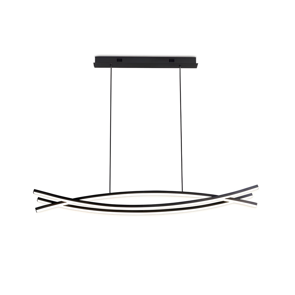 Linear Pendant Light, Rippled LED Remote Dimmable Kitchen