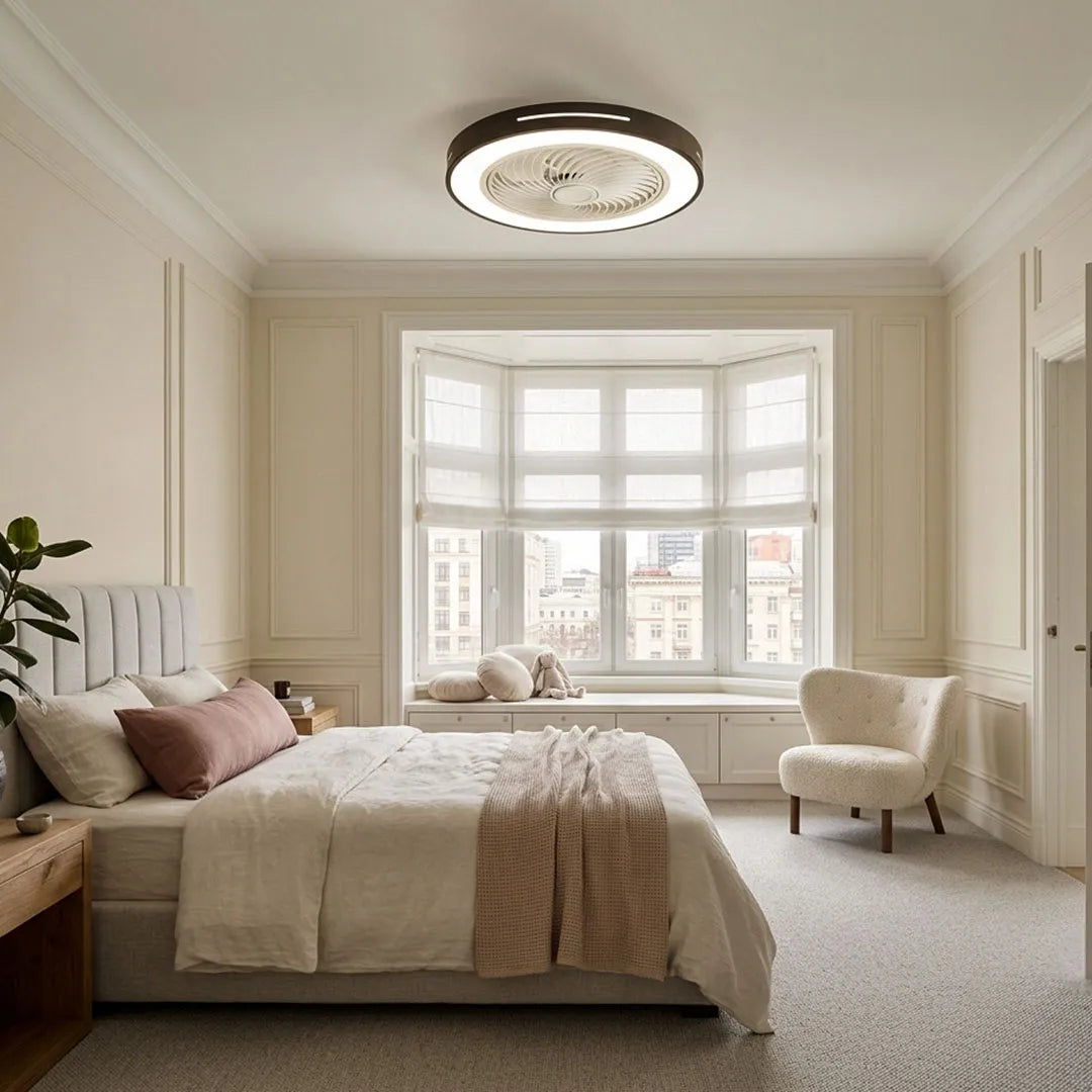 Bauhaus Ceiling Fan with Light, Colorful Flush Mount Fan
