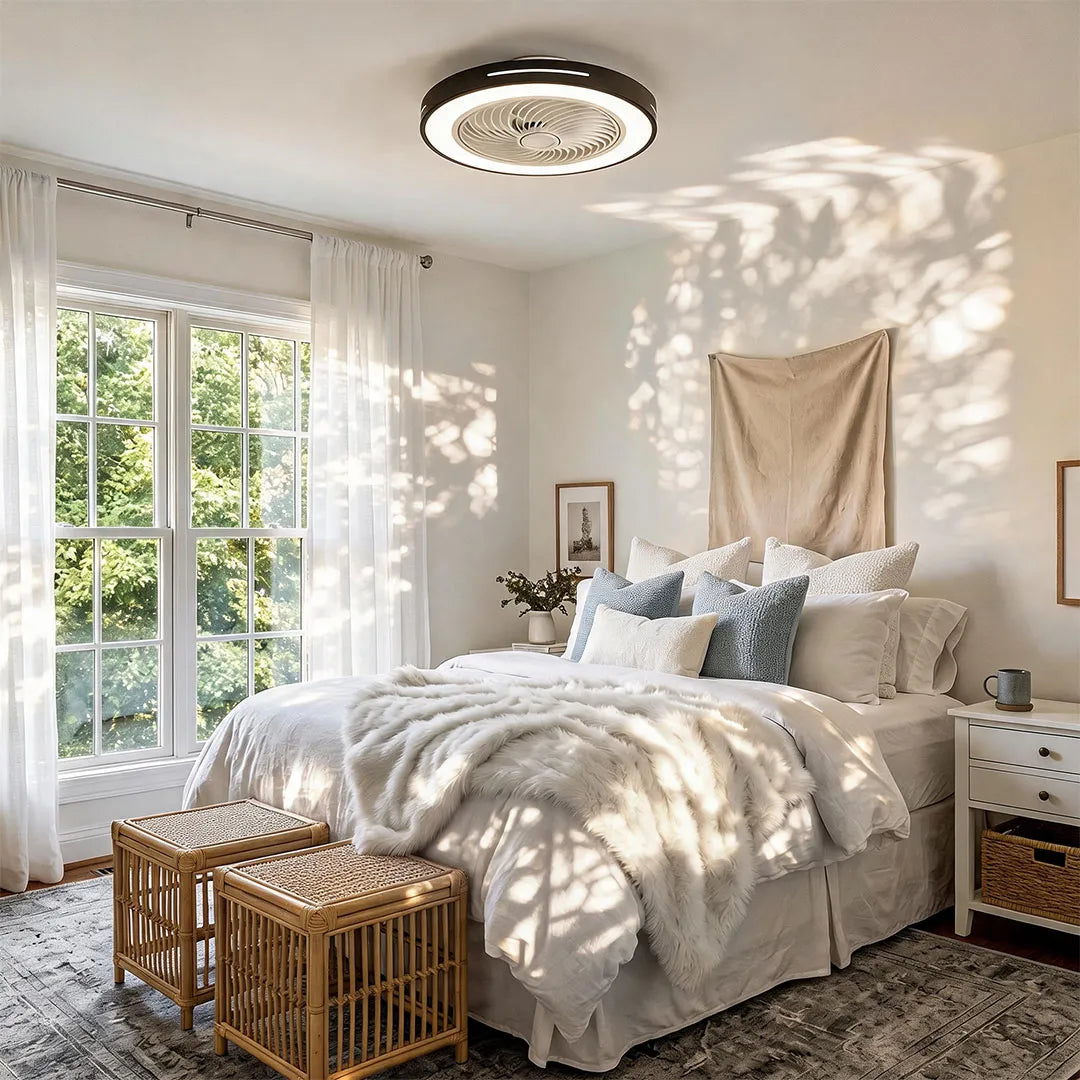 Bauhaus Ceiling Fan with Light, Colorful Flush Mount Fan