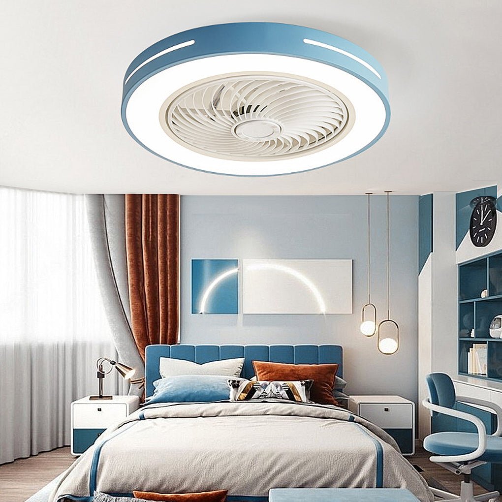 Bauhaus Ceiling Fan with Light, Colorful Flush Mount Fan