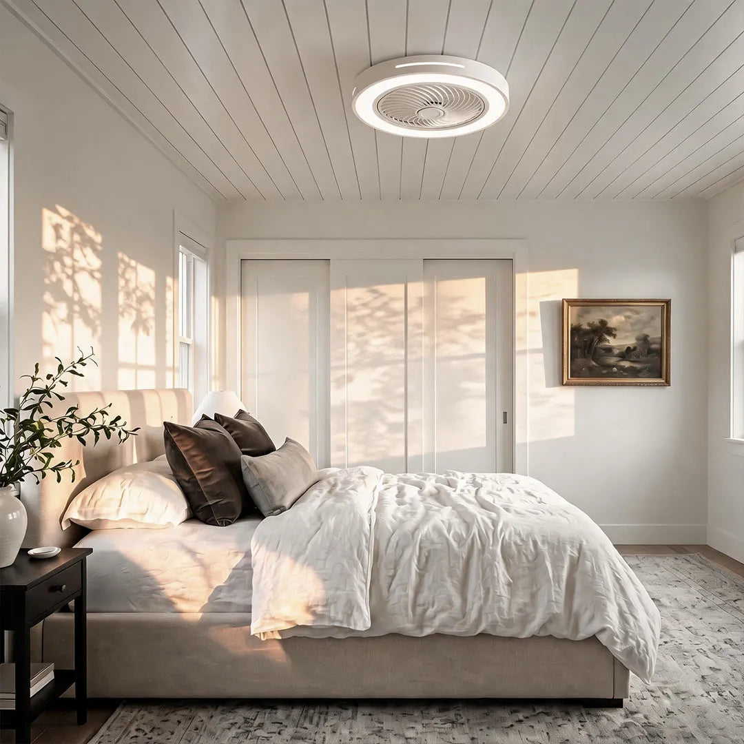 Bauhaus Ceiling Fan with Light, Colorful Flush Mount Fan