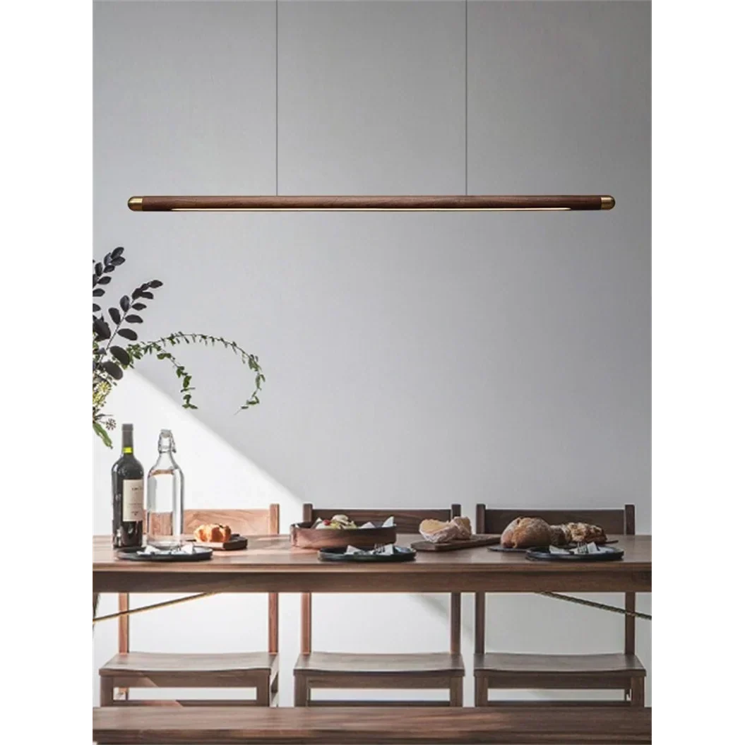 Wood Linear Pendant Light, Walnut or Ash LED Island Light