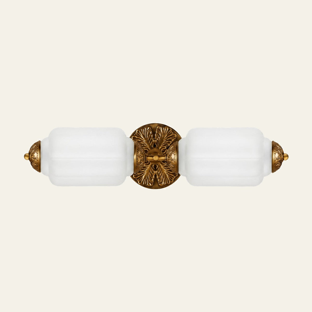 Milk Glass Vanity Light, Art Deco 2-Light Brass or Black