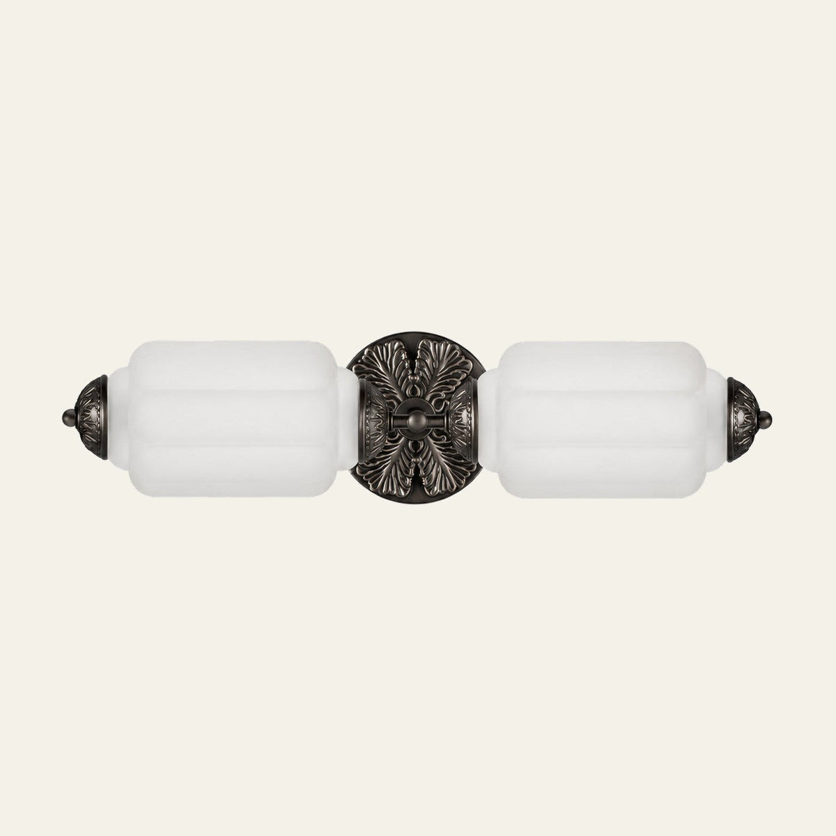 Milk Glass Vanity Light, Art Deco 2-Light Brass or Black