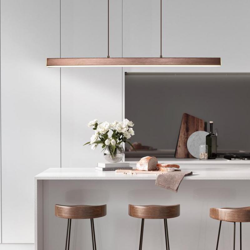 Linear LED Pendant Light, Black or Brown Dining Table Lamp