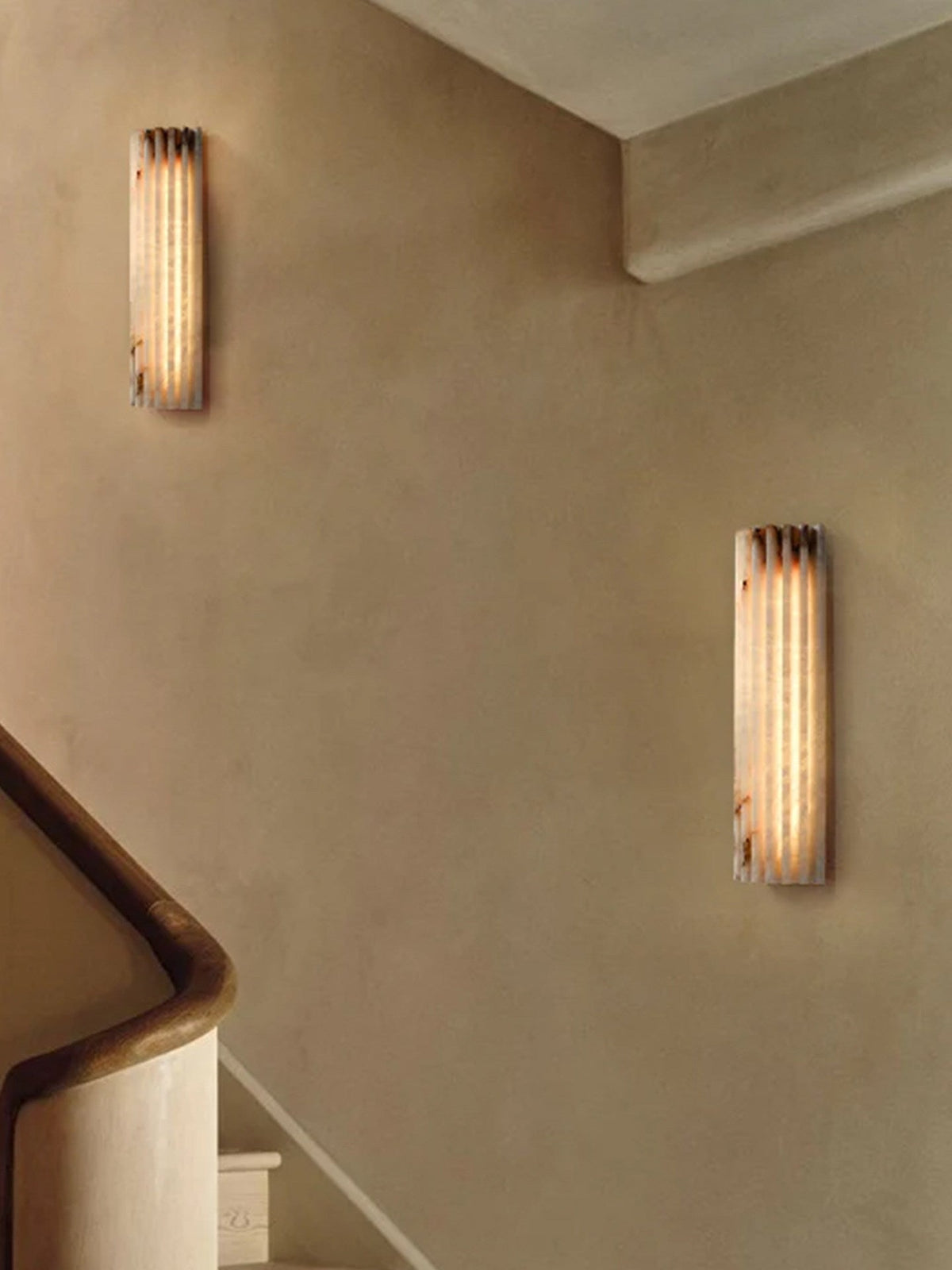 Ribbed Alabaster Wall Sconce, Dimmable LED Stone Wall Light