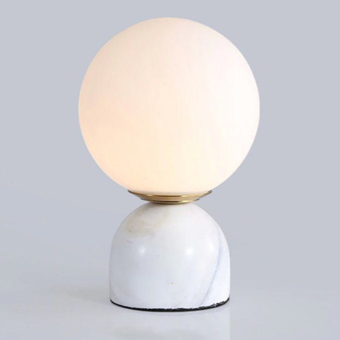 Marble Table Lamp, White Glass Globe Bedside Lamp