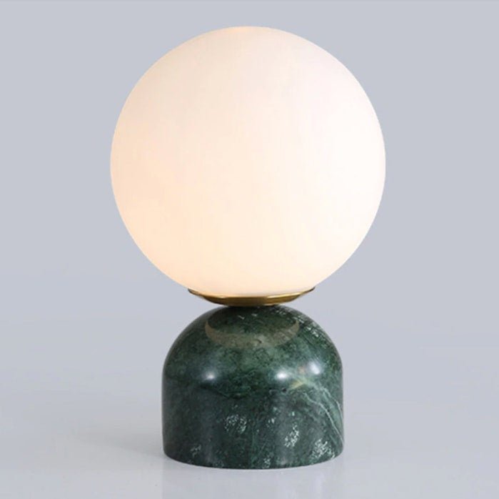 Marble Table Lamp, White Glass Globe Bedside Lamp