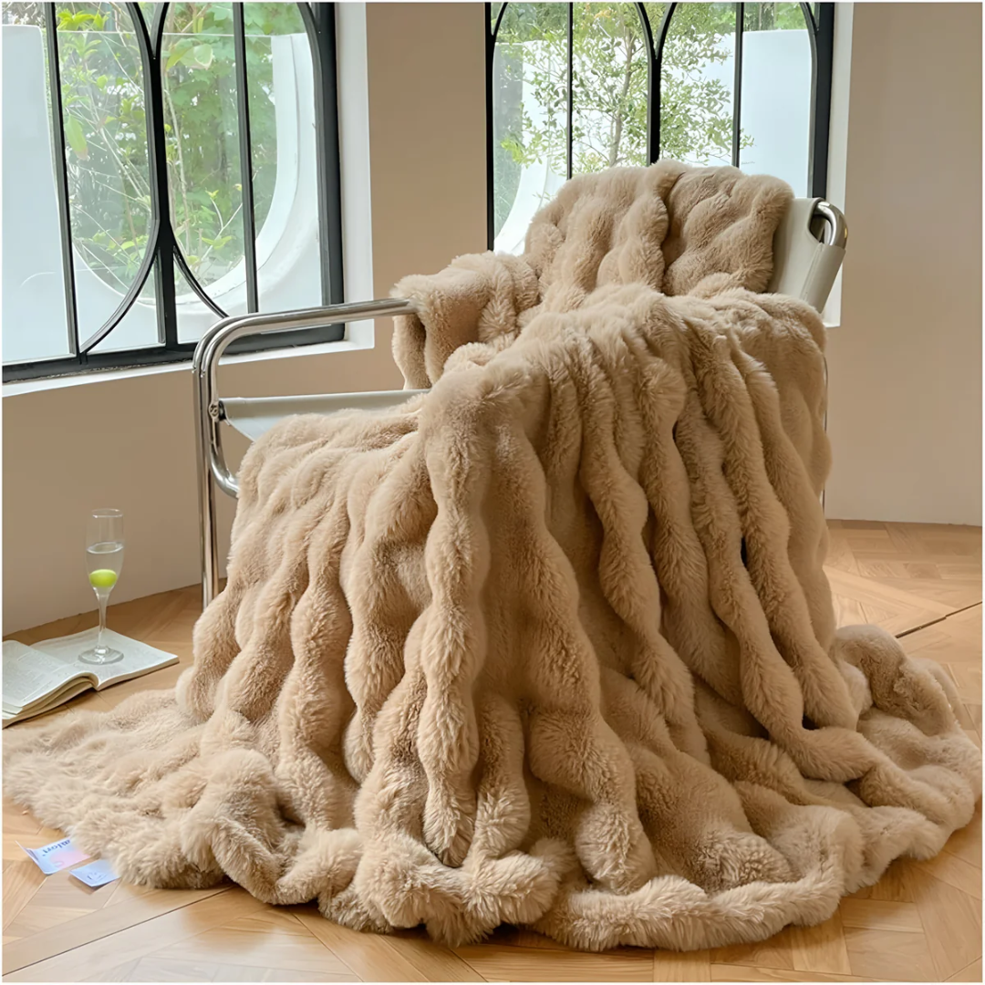 Faux Fur Fleece Blanket, Soft Travel Throw, 5 Colors