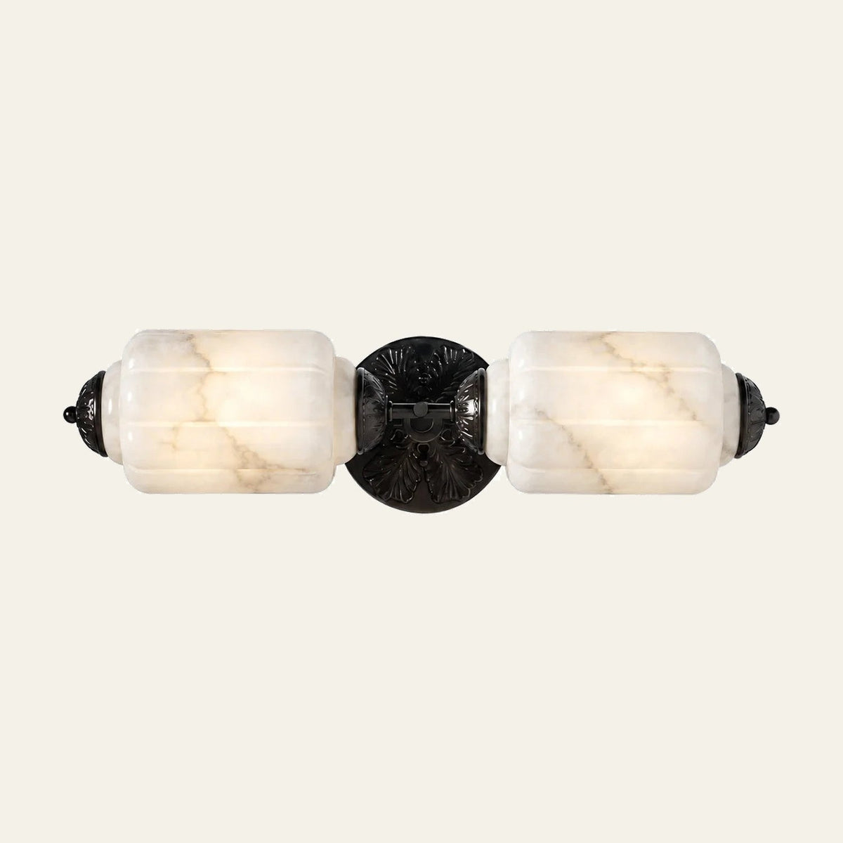 Milk Glass Vanity Light, Art Deco 2-Light Brass or Black